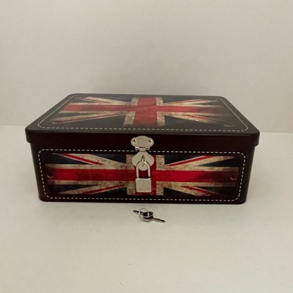 Red Black Gift Box Tin Lock Key Rectangular Tinplate Container for Cookie Craft Cosmetic