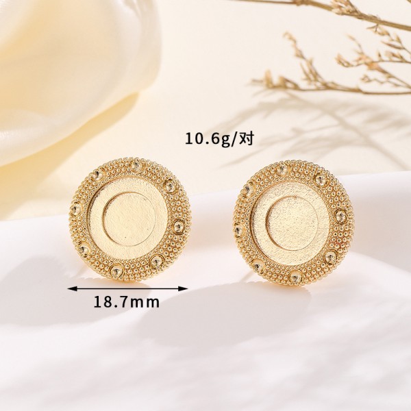 Fashion Brass Gold Plated Earring Round Mosquito Coil Flower Pearl Inlaid Zircon Studs DIY Geometric Women's Jewelry Earrings