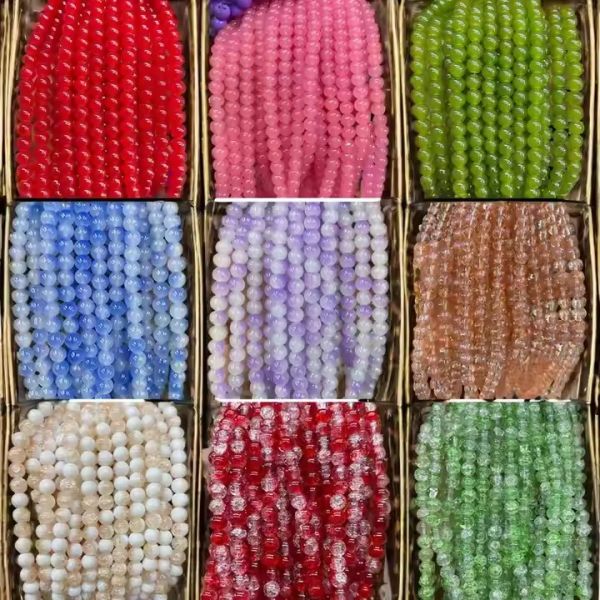 Wholesale Single Pure Color Loose Glass Beads Multicolor 8mm Round Beads for DIY Jewelry Making Necklace