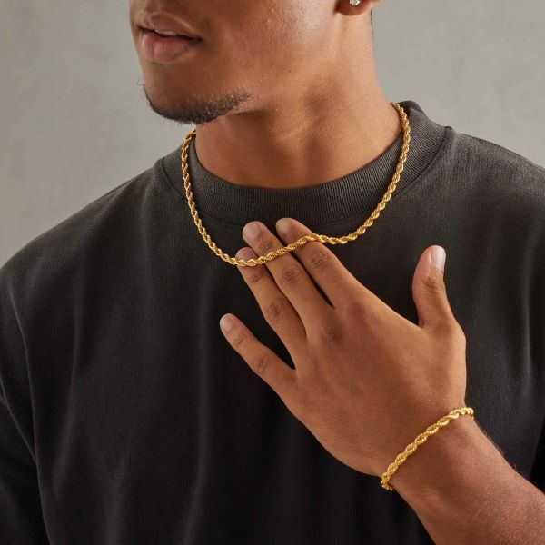 Chaîne de collier de bijoux en corde en acier inoxydable, sans ternissement, sans décoloration