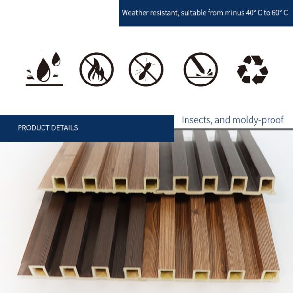 Preço de fábrica Interiores Impermeável Impermeável Madeira Composite Parede Louvers Exterior WPC painéis de parede decorativos