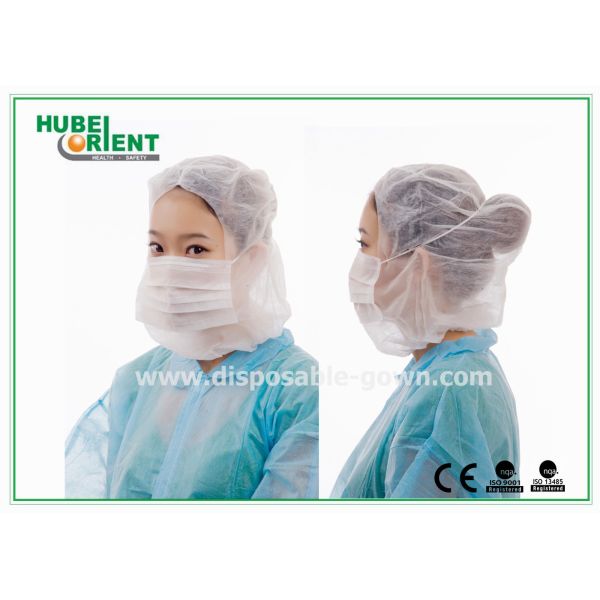 Нетканая капсула одноразовая головная шляпа с трехслойной маской для чистых помещений и пищевой промышленности