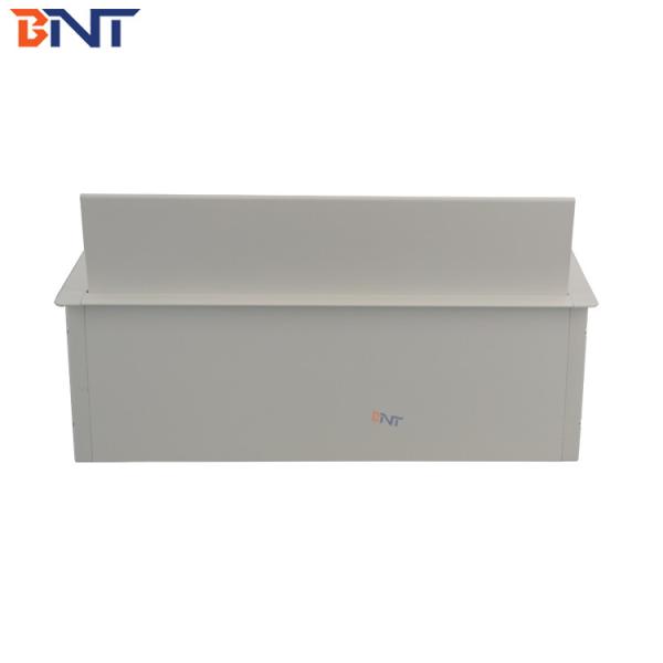 white rectangle table top hole flip cover cable management box with brush