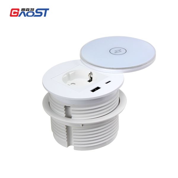 Universal Round Desk Power Grommet 15W Wireless Charging Flush Mount