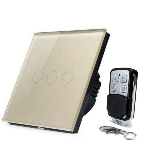 EU Standard White Crystal Glass Panel Touch Switch AC220V Wireless Remote Control Touch Light Switch