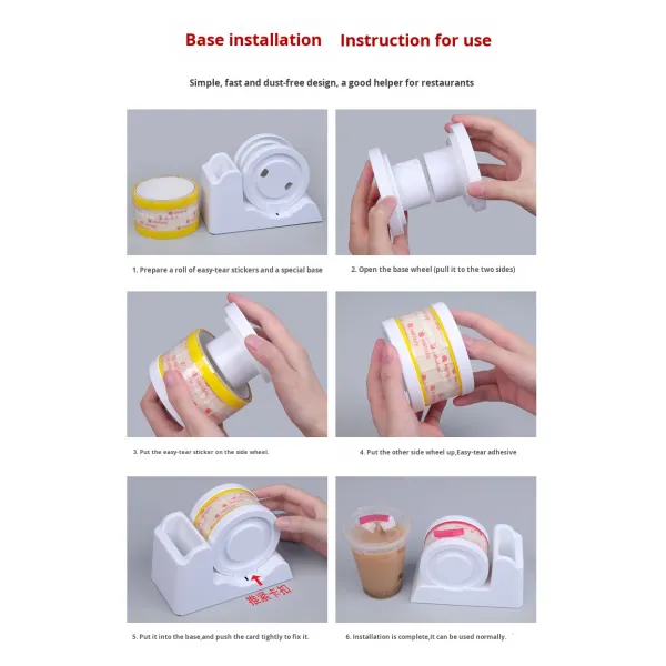 Transparent Easy-Tear Seal Stickers Durable Takeout Packaging Paper for Coffee Tea Baking Cups Milk Tea Shops and Food