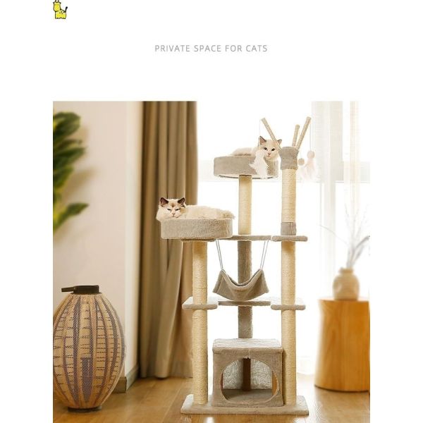Solid Wood Sisal Tree House Cat Tree for Claw Grinding and 12kg Package Gross Weight