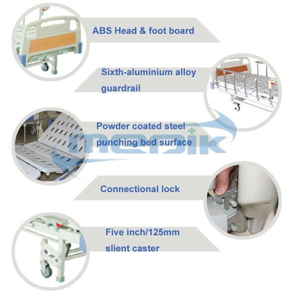 ISO approved Patient Hospital Beds With Three Crank Multifunction ICU Medical Bed