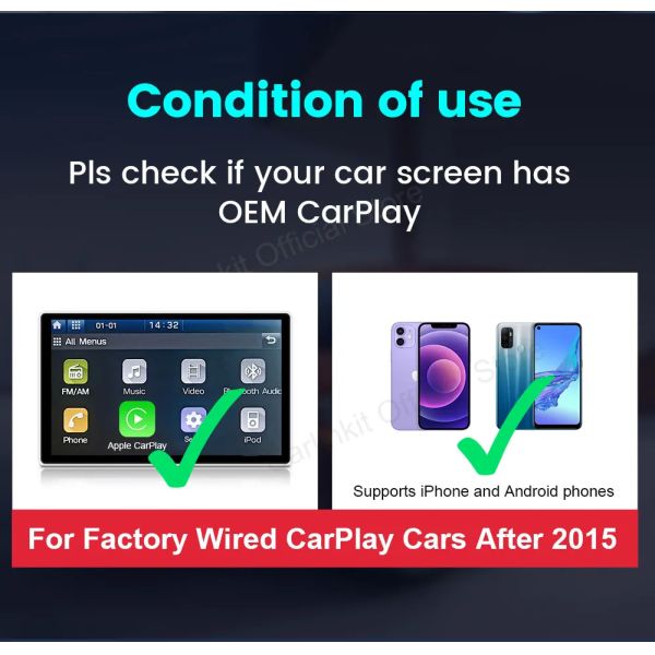 Portable wired to wireless Adapter carplay apple & android auto  Smart Dongle Adapter CP2A Multimedia Box