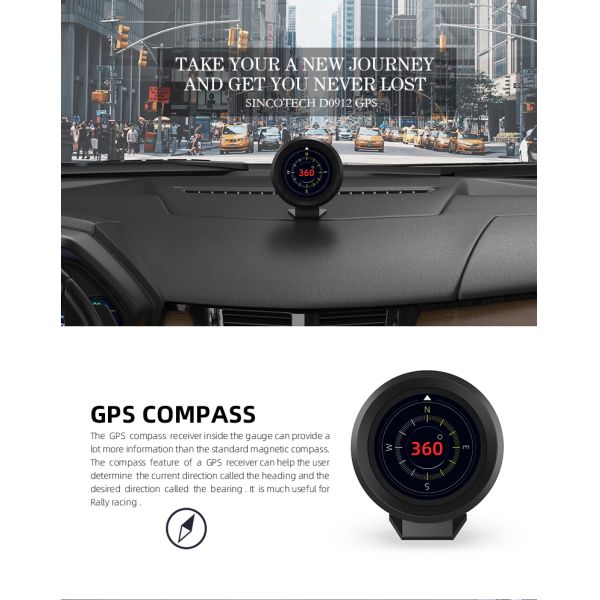Датчик приборной панели гонок автомобиля компаса касания 15VDC GPS