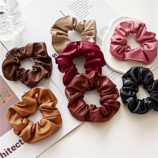 Korean fashion lady pu leather hair rope hoop Instagram temperament girls large loop hair rope headwear wholesale