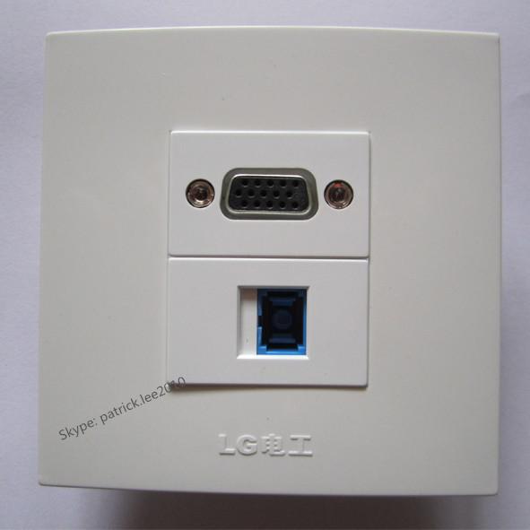 Good Price Wall Outlet 86x86mm SC Optical Fiber + VGA PC Directly Plug For Laptop Home