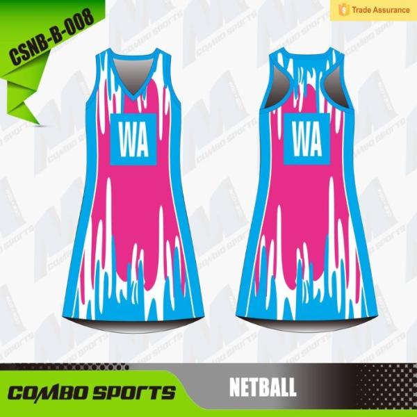 100% Polyester Netball A Line Dress 45cm Neckline Custom Uniforms