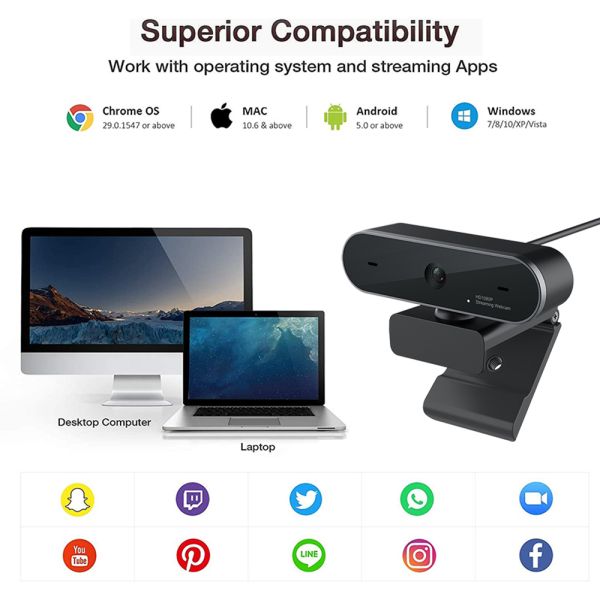 Digital 1080P Gaming Webcam Wide Angle PC Camera For Video Chatting