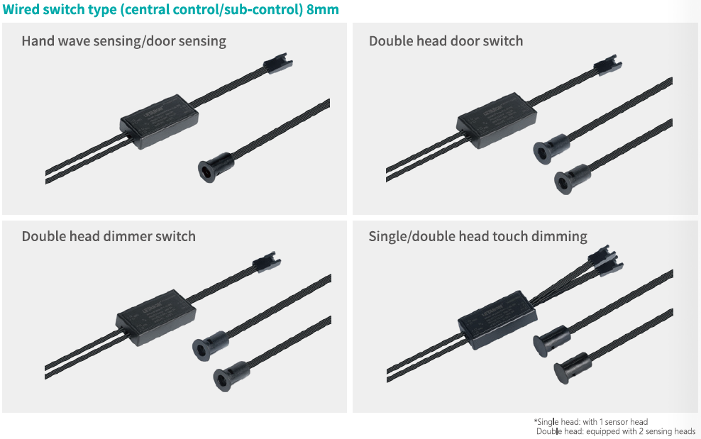 Letaron 8mm Wired Hand Wave Sensor/Door Sensor/Touch Dimmer Central & Sub Sensor Switch