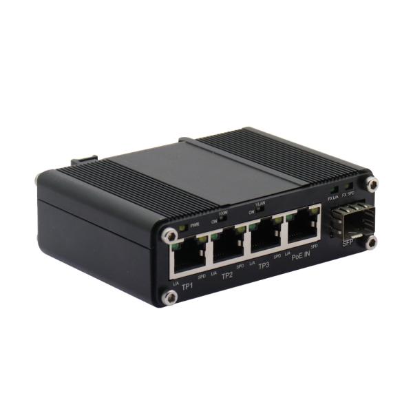 Mini adaptateur Ethernet 3 ports 10/100/1000T + 1 port 100/1000X SFP avec fonction PD et séparateur PoE