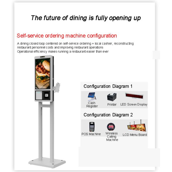 21.5 inch Vertical Self-Service Ordering Kiosk Android System Self Cash Payment Pos