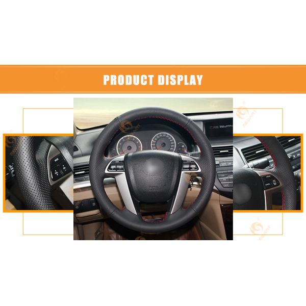 Artificial Leather Stitched Steering Wheel Wrap for Honda Accord 8 2008-2012 Odyssey 2011-2017 Crosstour 2012 Pilot 2009-2015