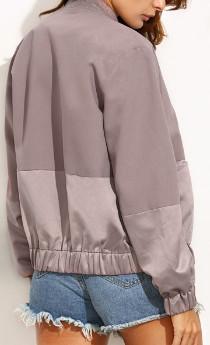 Custom Womens Woven Jacket , 100% Polyester Lining Ladies Satin Bomber Jacket