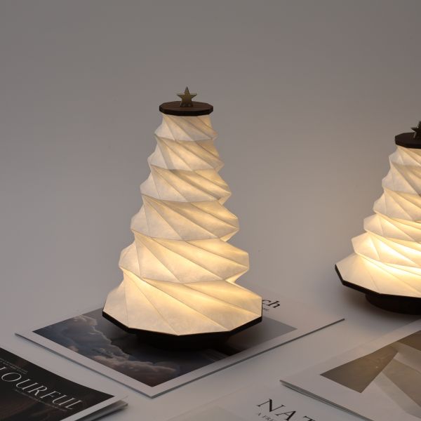 Cordless Bedroom Tree Shaped Lamp Wood Paper Lights Home Decor