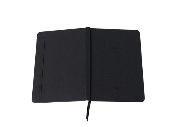 Black Pu Cover Custom Printed Notebooks Diary Journal A5 Size Black Ribbon