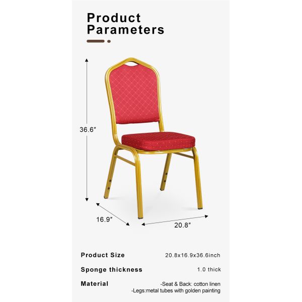 Gold Metal Stackable Banquet Chair for Hotel Wedding