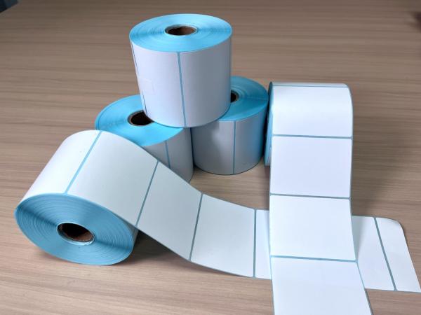 adhesive thermal sticker blank sticker blue color liner adhesive barcode sticker