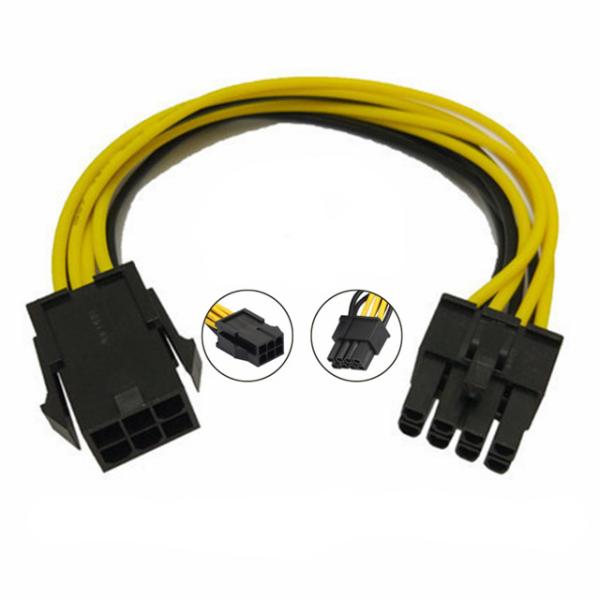 Fêmea da fonte de alimentação Pcie 6pin ao cabo masculino de Gpu da fonte de alimentação 8pin