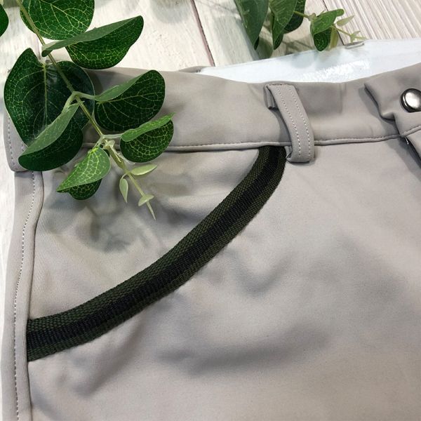 Gray XL Men Equestrian Leggings Polyester Knee Silicone Horse Riding Breeches Pocket