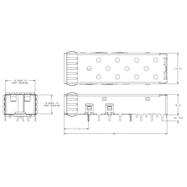 2110304-1 материал серебра никеля порта 16 Gb/S собрания 1x1 клетки SFP+