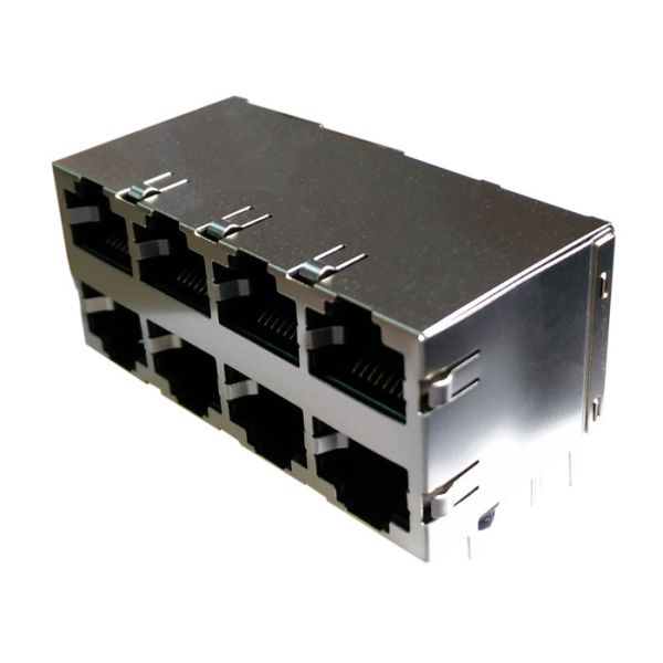 DA4T001A3 / DA4T103A2 Stacked Rj45 2x4 Integrated Gigabit Ethernet Modular Jack