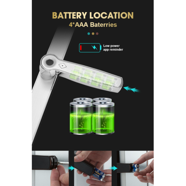 FPC Fingerprint Lock Sliding Door Lock Bluetooth Zinc Alloy Handle