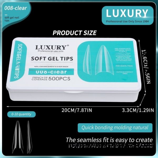 Nail Salon Supplies Sharp Shape Quick Extension Gel Nail Natural Half Cover Acrylic False Nails for Manicure DIY Design