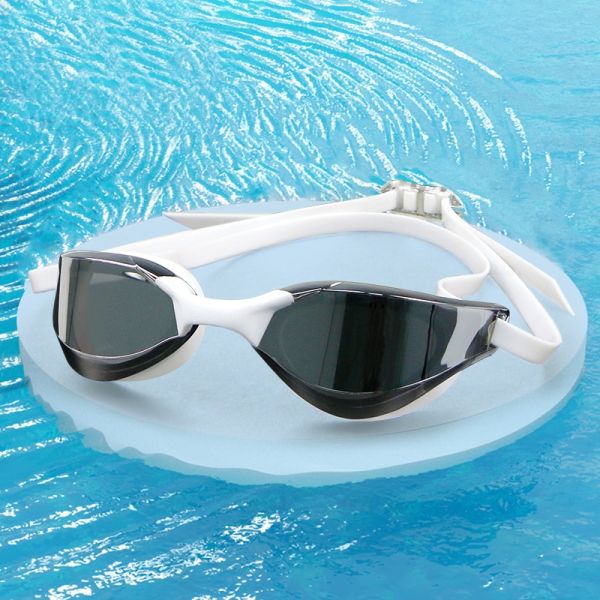 UV Protection Anti-fog Swimming Goggles with Silver Plated Lens for Racing and Training