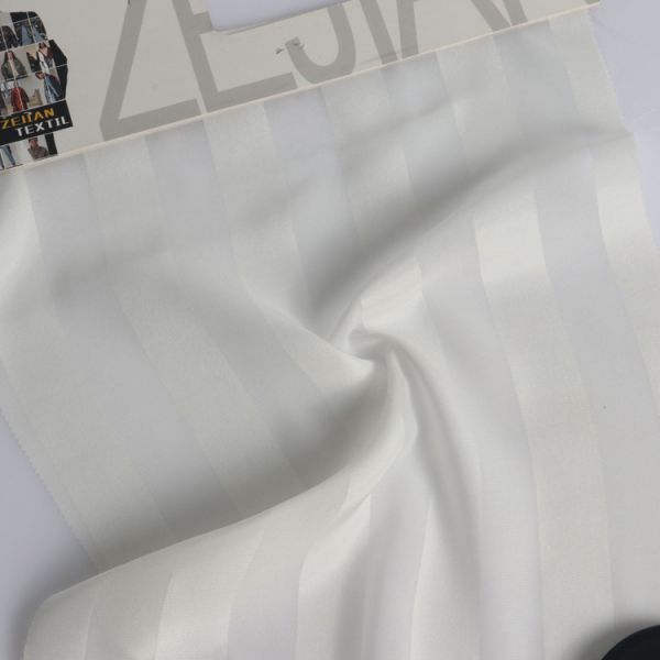 Recycled chiffon satin striped fabric is elegant and soft for pajamas/long skirts