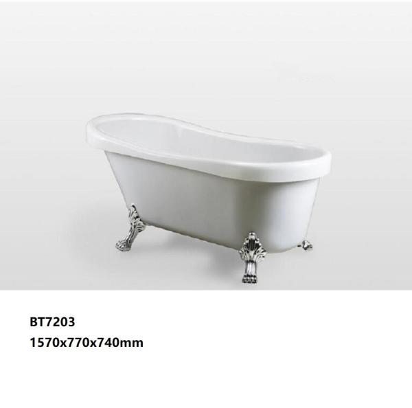 Ellipse Shape Acrylic Clawfoot Bathtubs Pure Color For Bathroom CE Test Passed