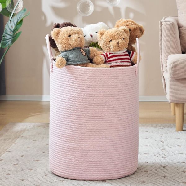 Woven Rope Laundry Hamper Basket, Tall Luandry Basket, Baby Nursery Hamper For Blanket Storage, Clothes Hamper For Laundry In Bedroom-Large-(CUSTOMIZED COLOR, 58L, 72L)
