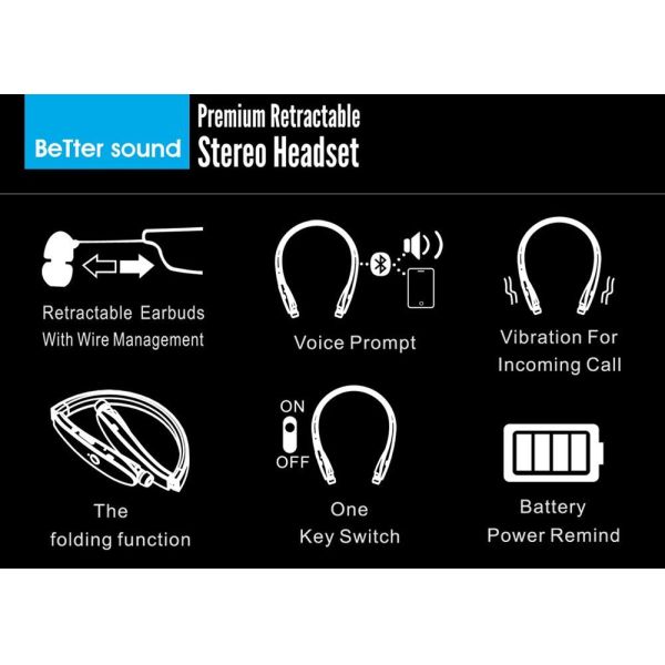 Magnetic Wireless Earphones Earbuds Long Playing Time CSR Chipset Sound