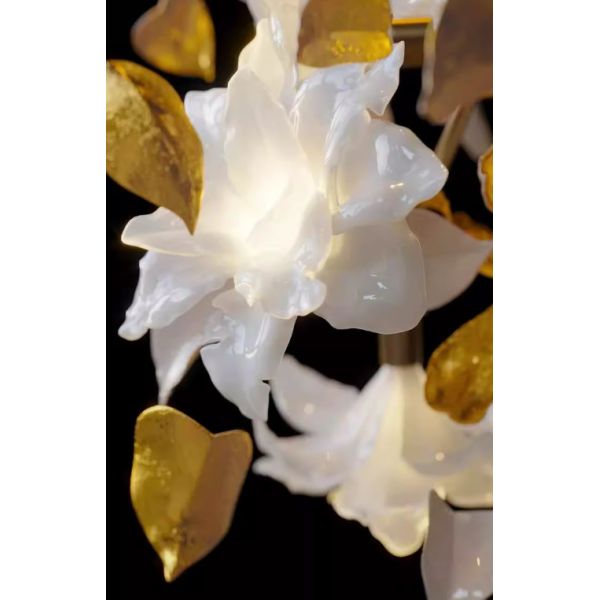 Медь + Имитация Нефритовые цветы Светлая роскошная гостиница Лофт Вилла Кристальная лестница Люстра