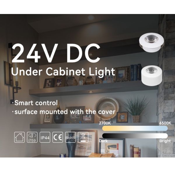 2700K-6500K Surface Mounted Cabinet Lights CRI90 Mini Recessed Led Puck Lights