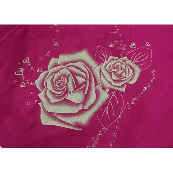 100% polyester warp knitted printed gold powder large rose mattress fabric