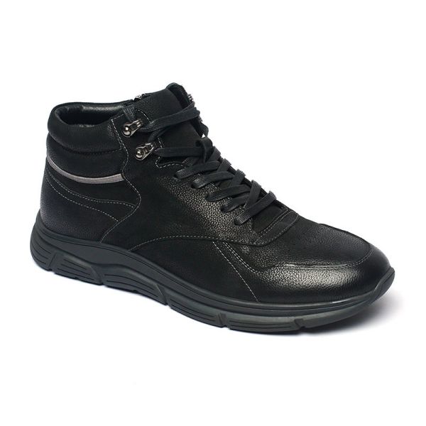 Pigskin Lining Black Men'S Casual Waterproof Boots
