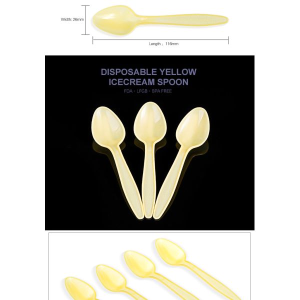 Top amazon seller 2019 disposable plastic yellow cheap spoon for cake