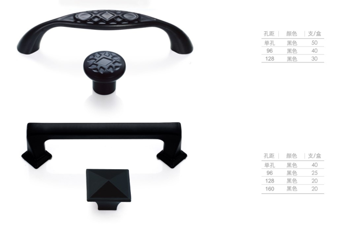Beautiful Black Door And Cabinet Handles Furniture Hardware Lightweight