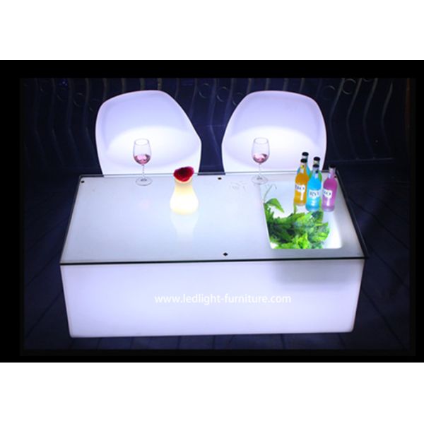 O diodo emissor de luz de vidro da parte superior KTV iluminou a capacidade de carga da tabela de cocktail 200KGS com cubeta de gelo