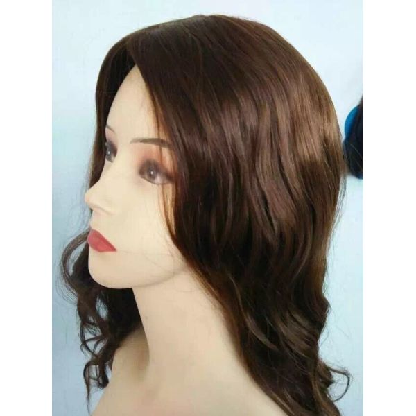 12 Inches Wholesale Jewish Wigs European Human Hair Hair #6 Color Big Layer
