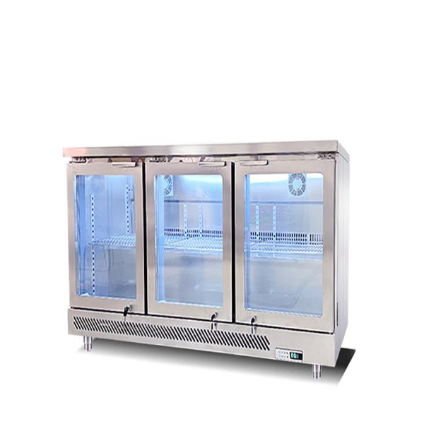 Under Counter Triple Glass Back Bar Cooler With Fan Cooling R134a Commercial
