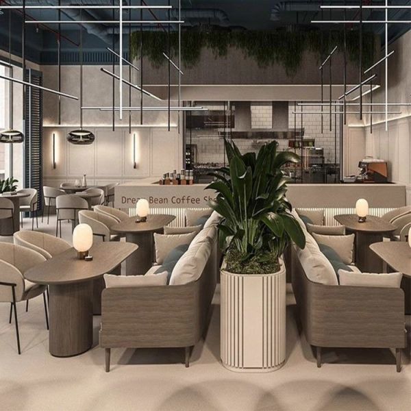 Cafe Commercial Dining Table and Chair Combination Restaurant Catering Store Custom Faux Leather Booth Sofa