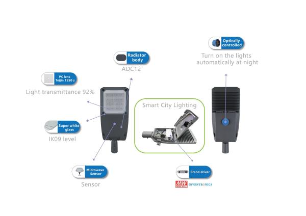 Iluminação de estacionamento exterior IK09 IK08 IP66 resistente à água 50W LED Street Light