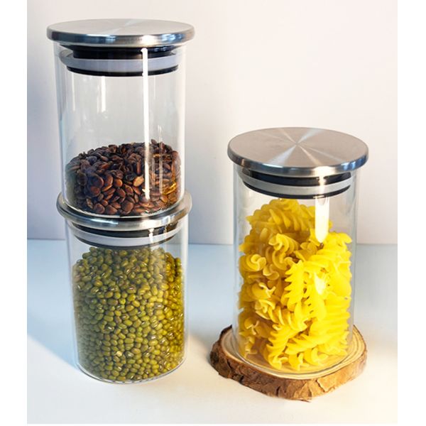Stainless Steel Lid Glass Jar for Storing Dried Fruits Snacks and More in the Kitchen